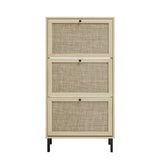 Modern Rattan 3 Door Shoe Rack Cabinet For Entryway - Furniture Home Direct