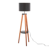 Compass - Mid Century Modern Floor Lamp With Shelf - Furniture Home Direct