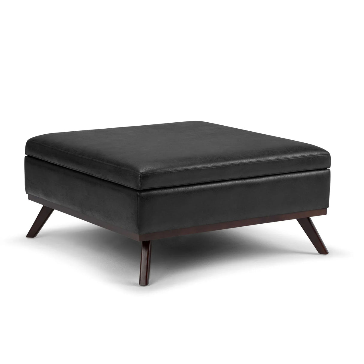 Owen - Square Coffee Table Storage Ottoman - Distressed Black - Furniture Home Direct