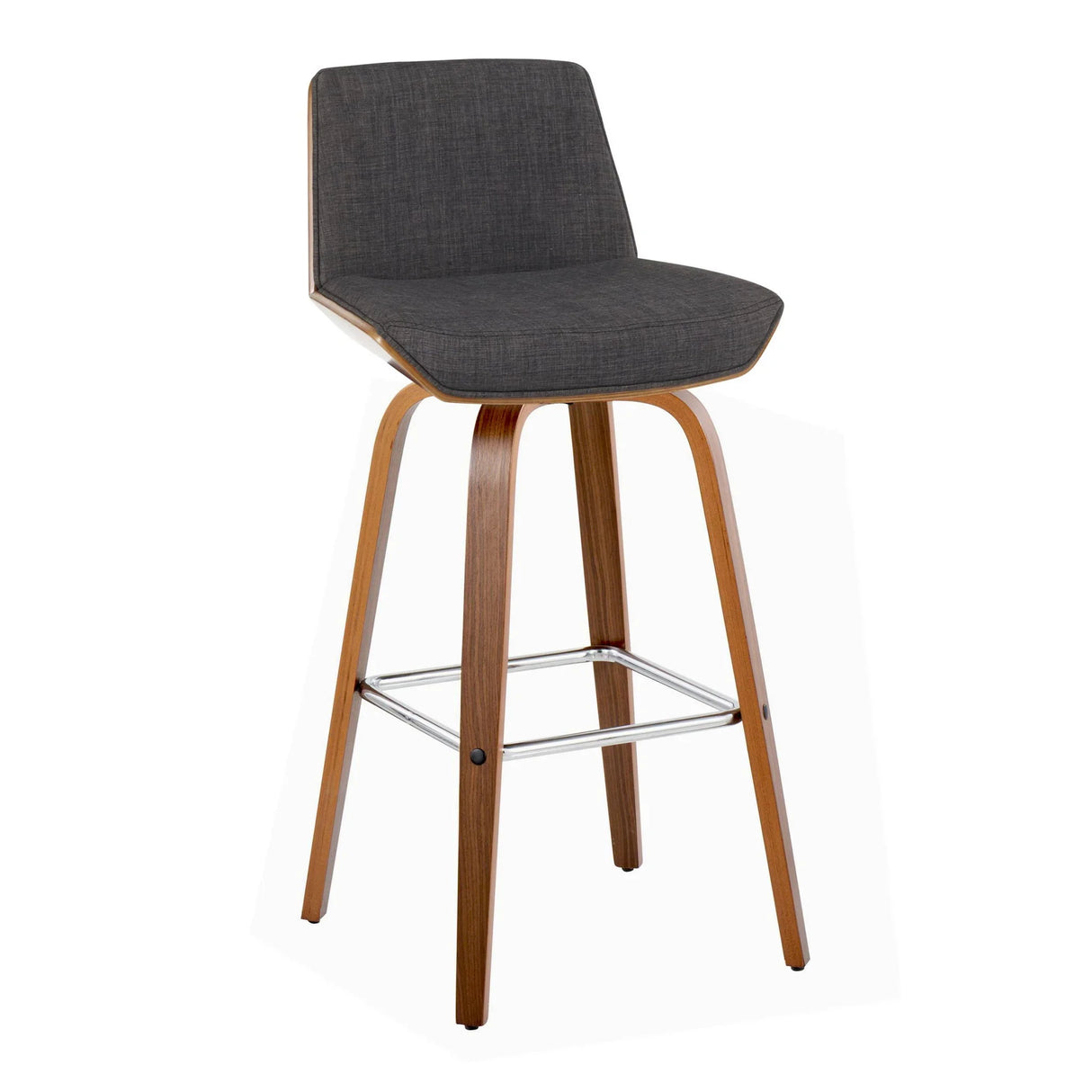 Corazza - Mid Century Modern Fixed Height Barstool With Swivel With Square Footrest (Set of 2) - Furniture Home Direct