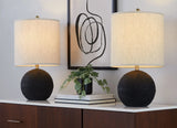 Kona - Contemporary Table Lamp (Set of 2) - Matte Black / Natural - Furniture Home Direct