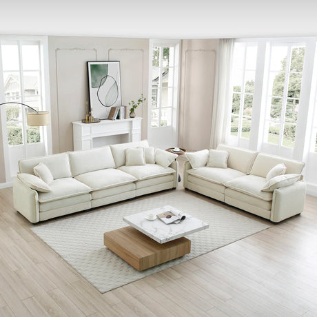 Corduroy 2 Piece Living Room Set - Off White - Furniture Home Direct