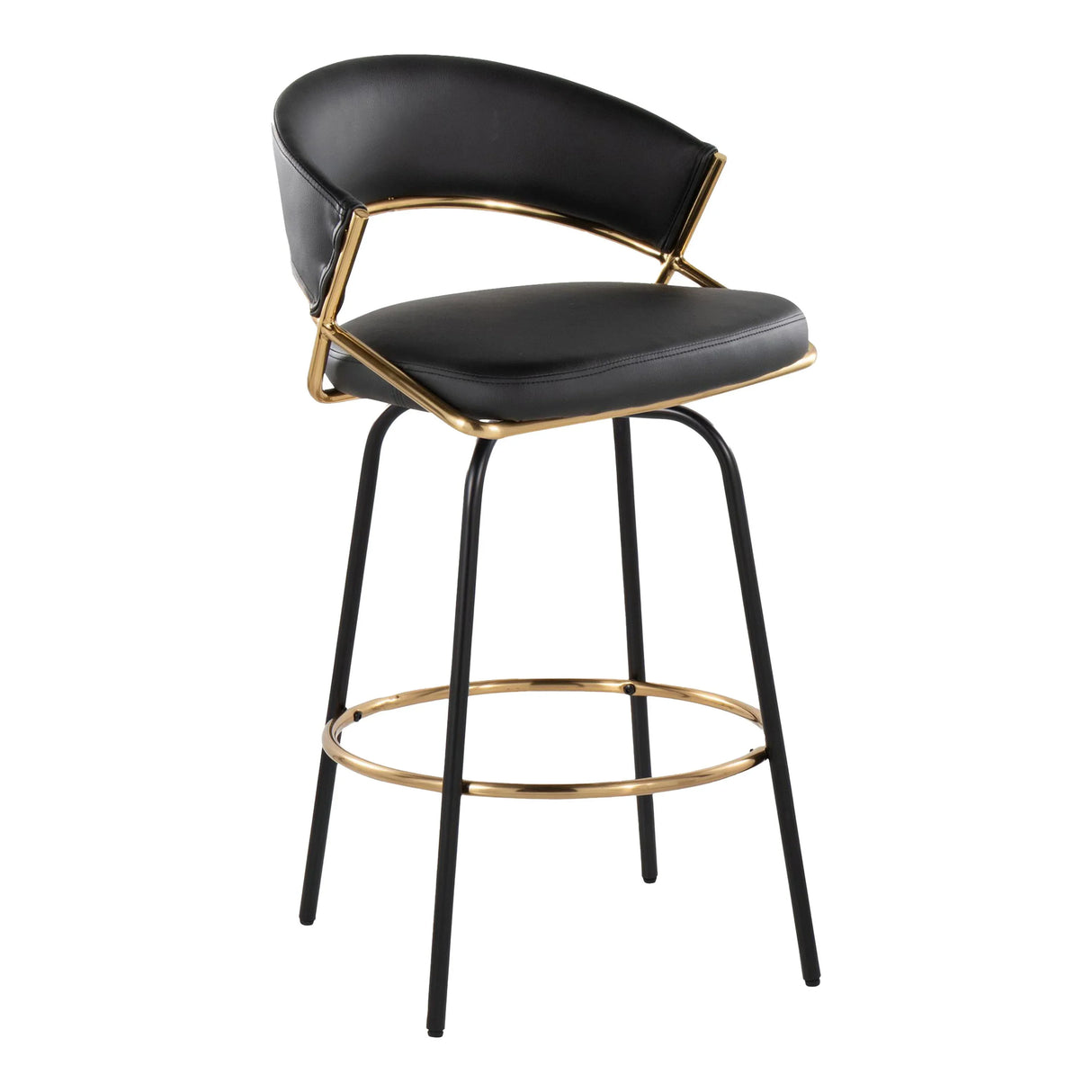 Jie - Fixed Height Contemporary Counter Stool With Swivel Round Footrest (Set of 2) - Furniture Home Direct