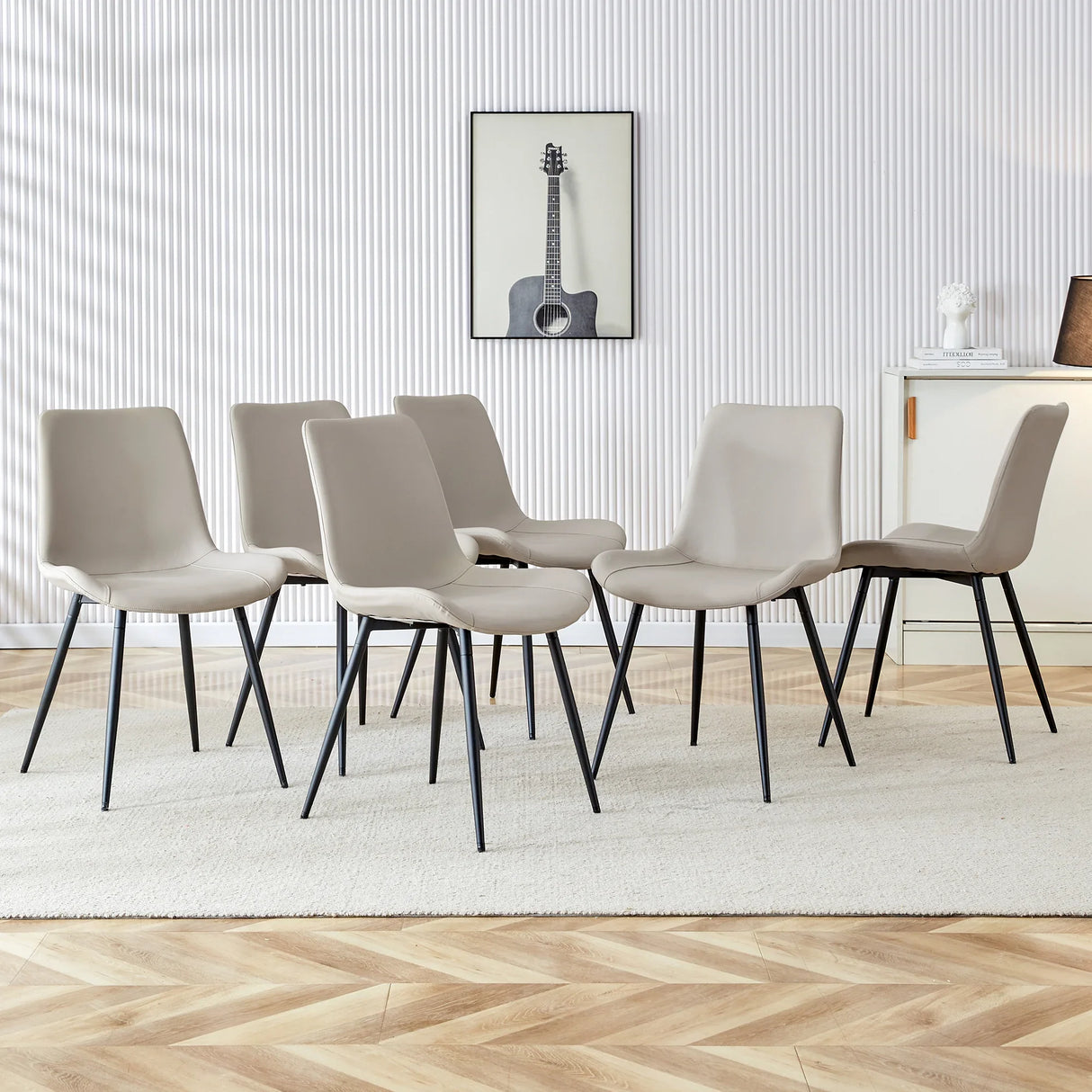 Dining Chairs Faux Leather Set Of 6 Modern Light Gray - Furniture Home Direct