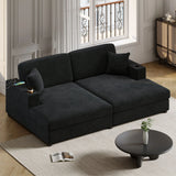 Oversized Loveseat Chaise With 2 USB Ports, 2 Cup Holders And 2 Throw Pillows - Furniture Home Direct