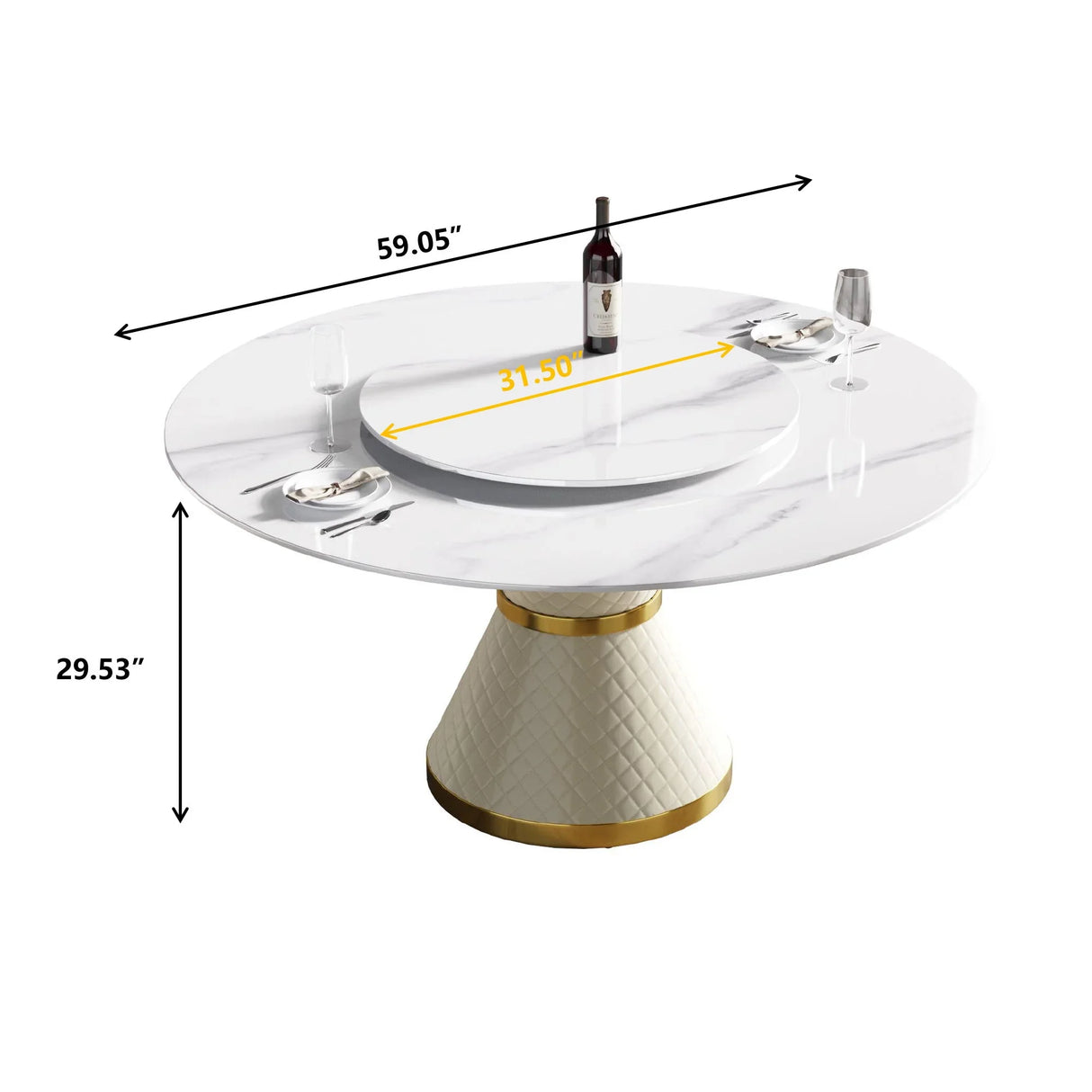 Modern Artificial Stone Round Carbon Steel Base Dining Table Stone Turntable - Furniture Home Direct