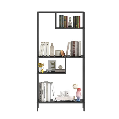 Modern Cube Storage Shelf With 4 Compartments & Metal Legs, Freestanding Organizer For Living Room, Bedroom, Home Office - Brushed Nickel - Furniture Home Direct