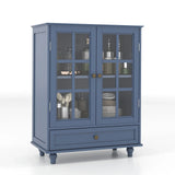 Minimalist Buffet Cabinet With Double Glass Doors And Drawer - Furniture Home Direct