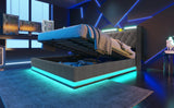 King Bed LED 360 Surround Lighting Storage USB Type C Gray - Furniture Home Direct