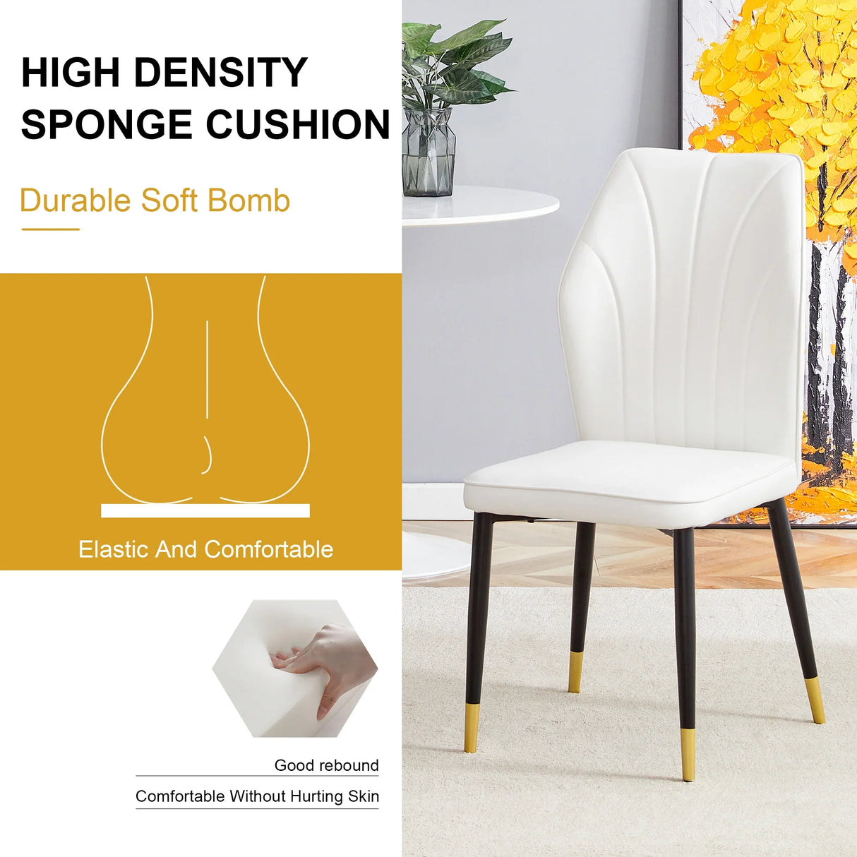 Dining Chairs Set of 4 Modern PU Upholstered Sleek White - Furniture Home Direct