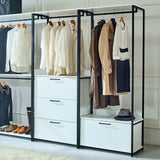 Walk-In Closet System With Metal Frame And Storage White - Furniture Home Direct