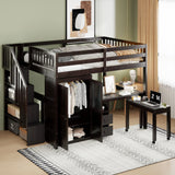 Loft Bed With Stairs, Bookshelf, Drawers, Desk & Wardrobe, Space Saving Multifunctional Furniture - Furniture Home Direct