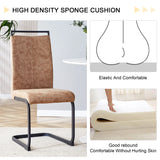 Dining Chairs Upholstered Modern Cantilever Steel Brown - Furniture Home Direct
