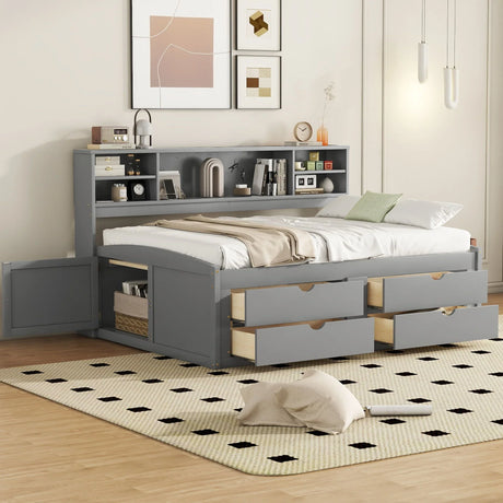 Daybed With 2 Bedside Cabinets, Upper Shelves And 4 Drawers - Furniture Home Direct