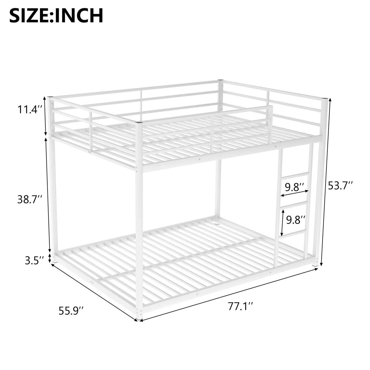 Metal Bunk Bed, Low Bunk Bed With Ladder - Furniture Home Direct