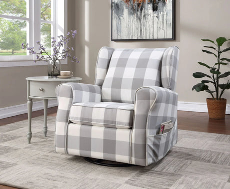 Patli - Glider Chair With Swivel - Gray / White - Furniture Home Direct