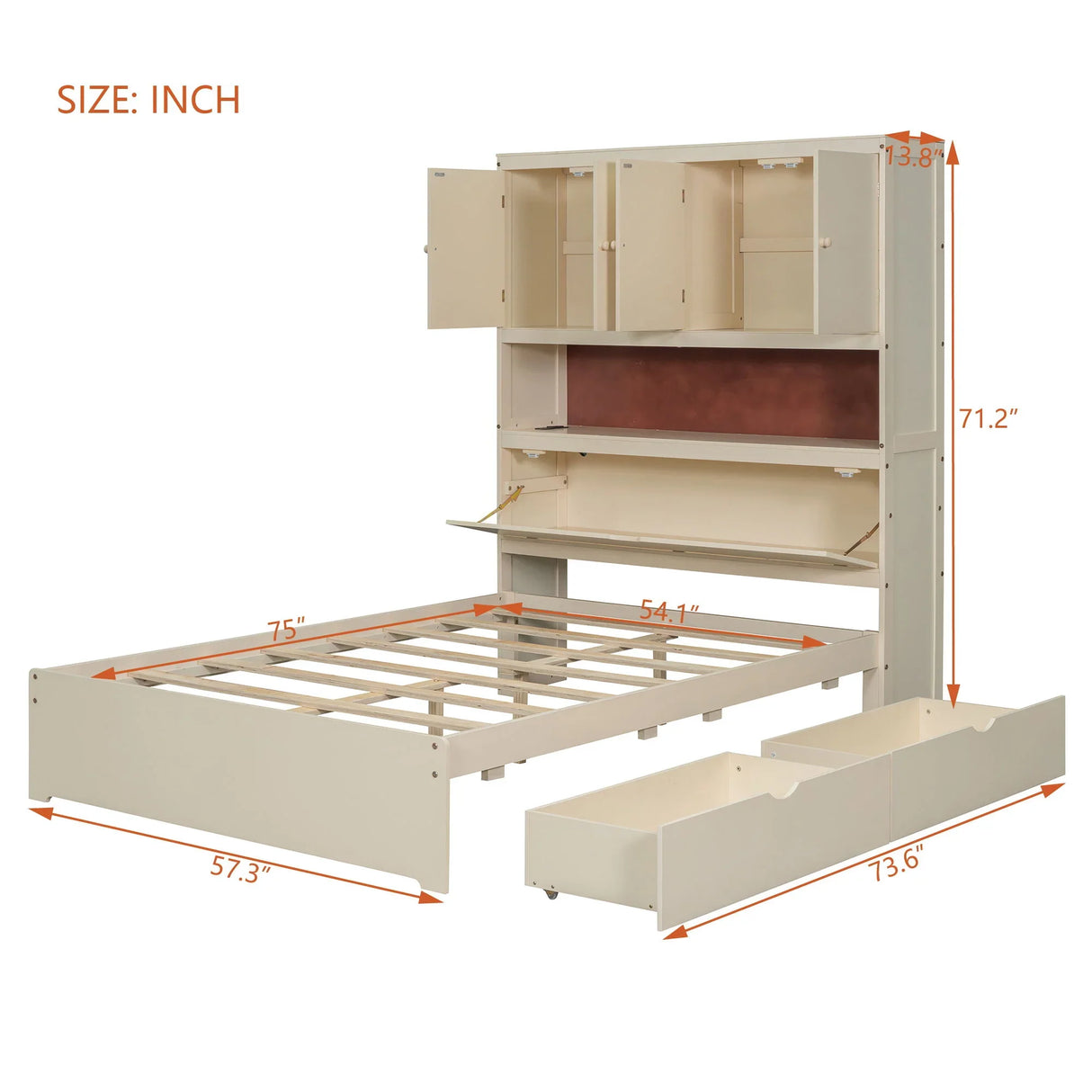 Platform Bed With USB, Storage Headboard & Drawers - Furniture Home Direct