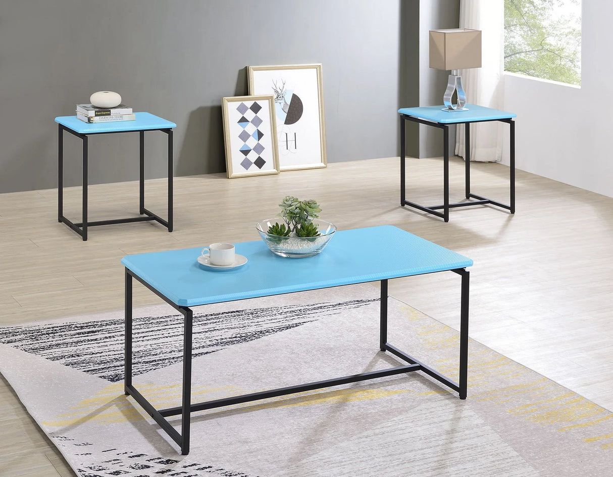 GT - 3 Piece Carbon Fiber Wrap Coffee Table And End Table (Set of 3) - Furniture Home Direct