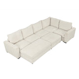 121.3" Modular Sleeper Sectional - Beige - Furniture Home Direct