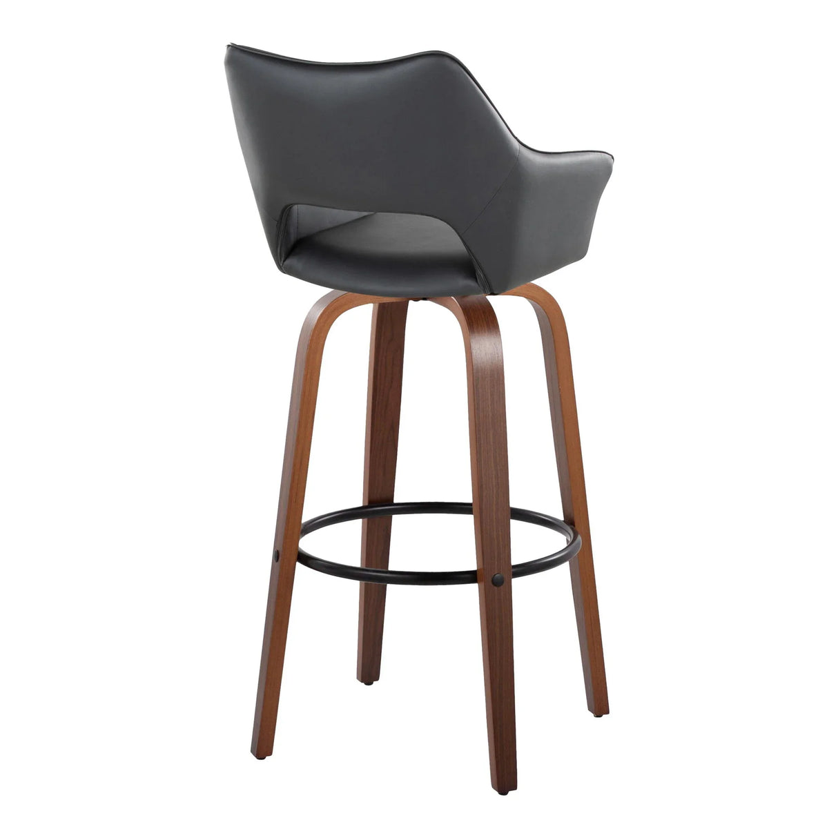 Mustang - Contemporary Fixed Height Barstool With Swivel & Round Footrest (Set of 2) - Furniture Home Direct