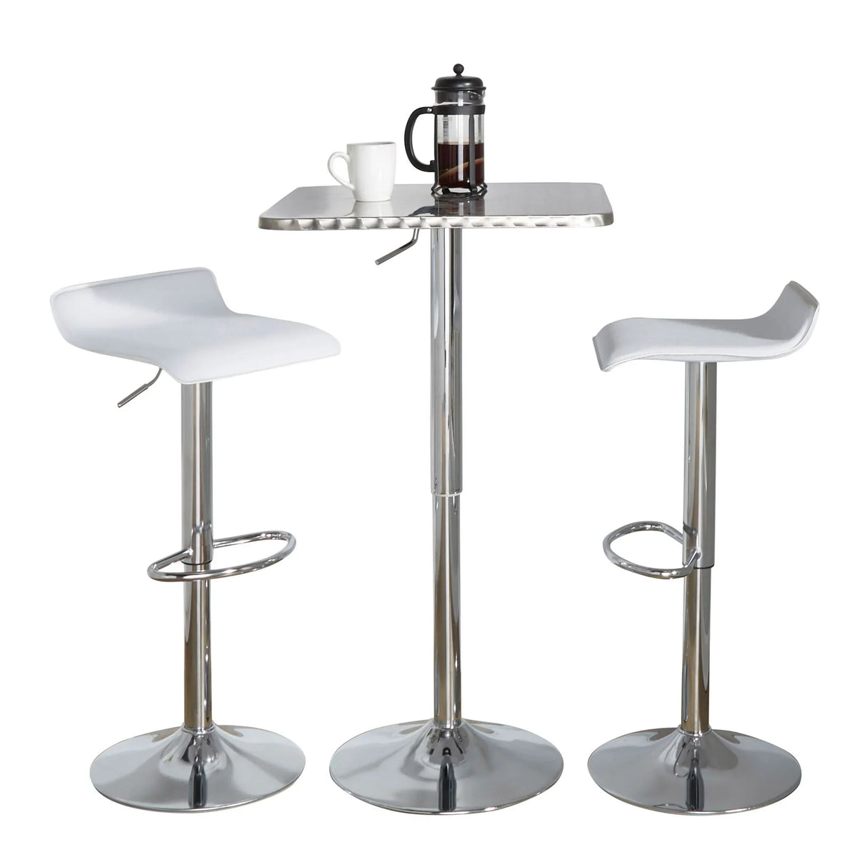 Ale - 3 Piece Bar Set Bistro Square Contemporary Adjustable Oval Footrest - Furniture Home Direct