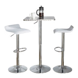 Ale - 3 Piece Bar Set Bistro Square Contemporary Adjustable Oval Footrest - Furniture Home Direct