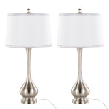 Cairo - Contemporary Table Lamp (Set of 2) - Nickel / White / Silver Trim - Furniture Home Direct