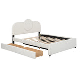 Queen Bed Upholstered Platform With Storage Drawers White - Furniture Home Direct