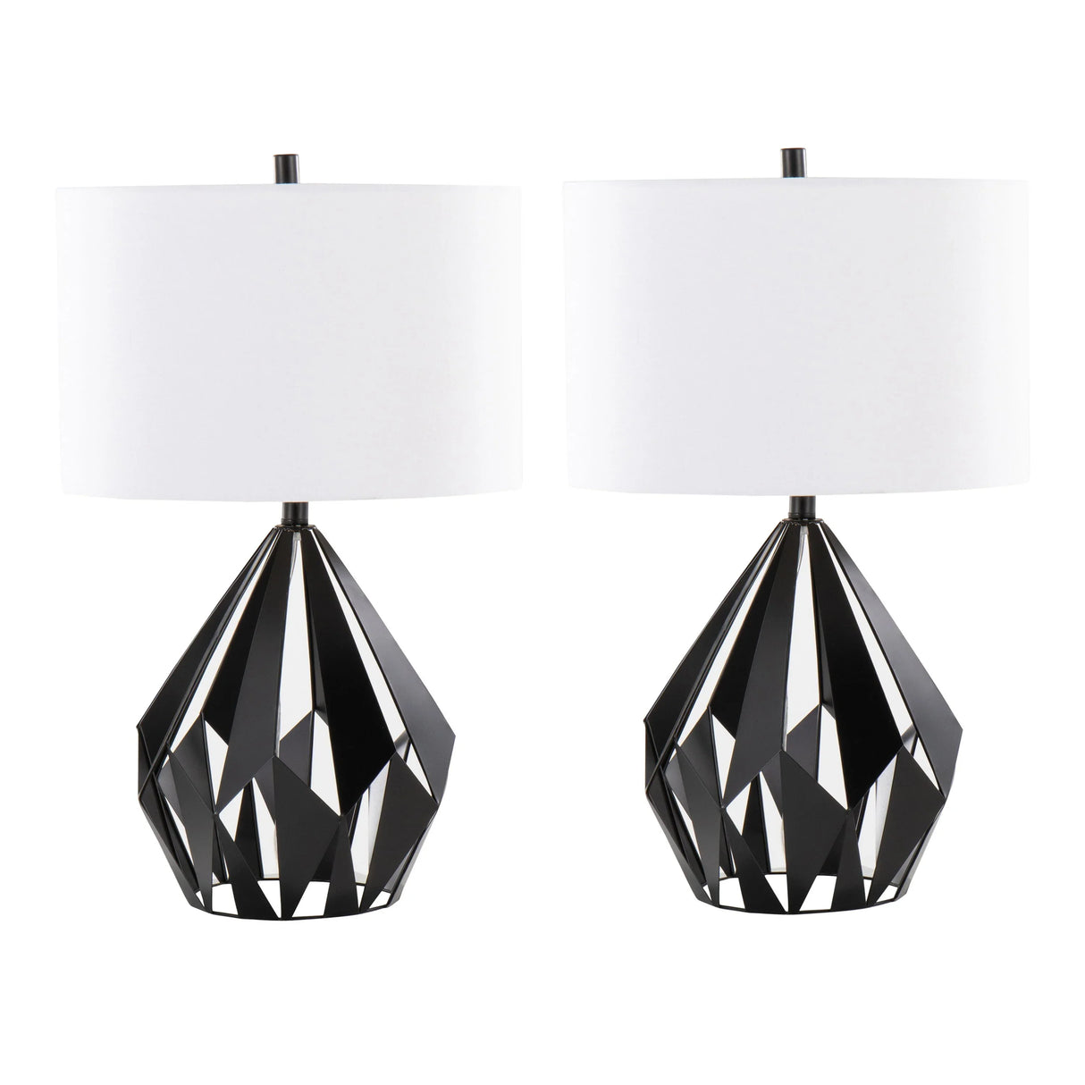 Geo - Me Tri Contemporary Table Lamp (Set of 2) - Matte Black / White - Furniture Home Direct