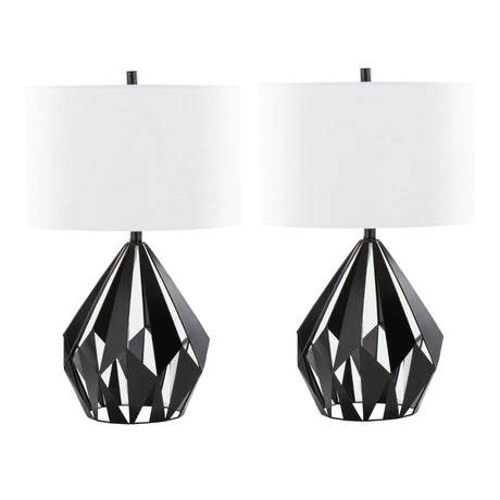 Geo - Me Tri Contemporary Table Lamp (Set of 2) - Matte Black / White - Furniture Home Direct