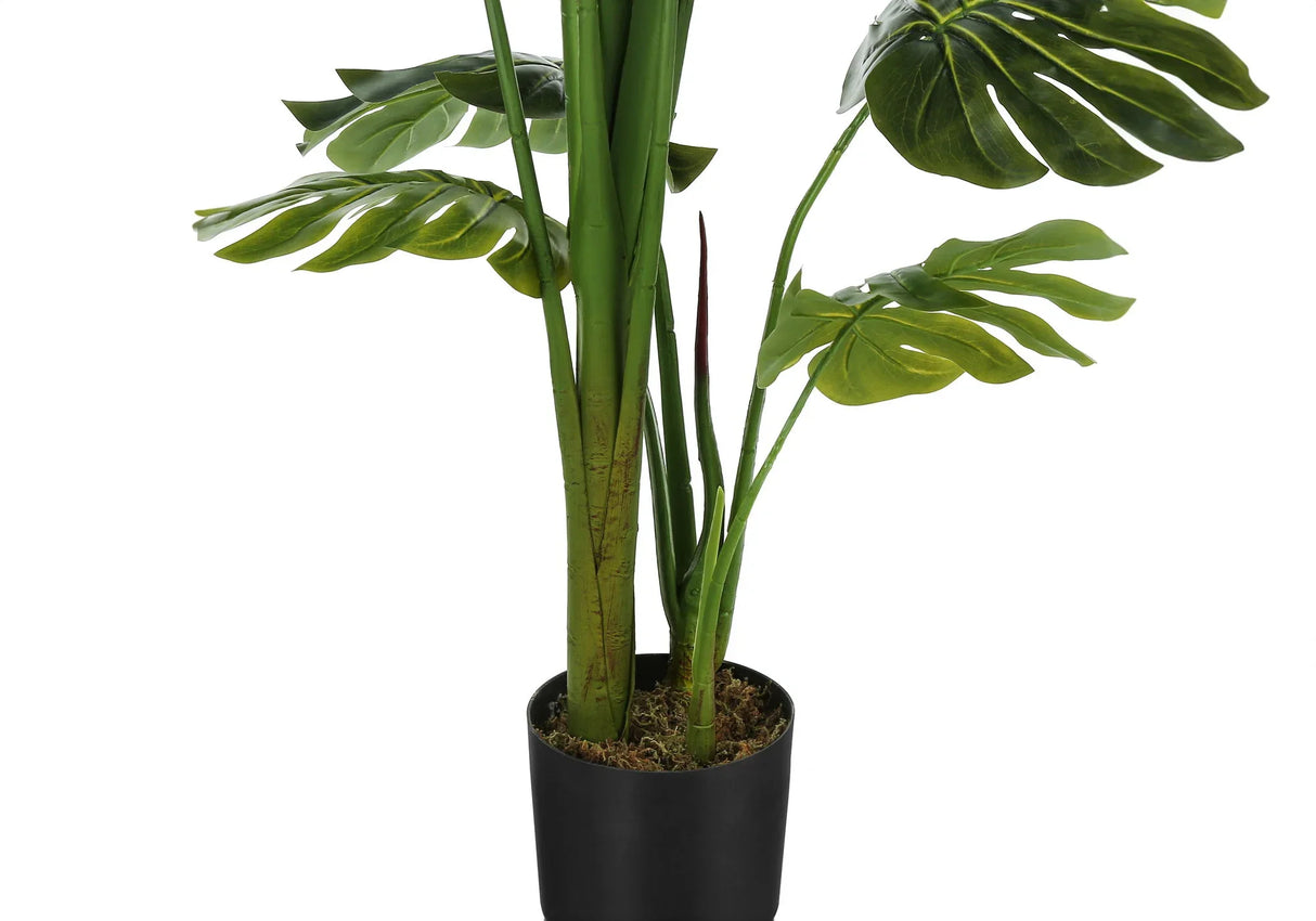 55" Tall, Artificial Plant, Monstera Tree, Indoor, Faux, Fake, Floor, Greenery, Potted, Real Touch, Decorative - Green / Black - Furniture Home Direct