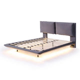Upholstered Platform Bed With Sensor Light And 2 Large Backrests, With 2 Sets Of USB Port And Socket On Each Rear Bed Leg - Furniture Home Direct