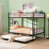 Full Over Full Modern Metal Bunk Bed With Trundle - Black - Furniture Home Direct