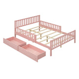 Platform Bed With Guardrails On Both Sides And 2 Storage Drawers - Furniture Home Direct