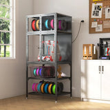 3D Printer Cabinet With Double Layer Filament Storage, Noise Reducing Design - Black - Furniture Home Direct