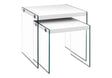 Accent Nesting Table Clear Tempered Glass For Living Room (Set of 2) - Furniture Home Direct