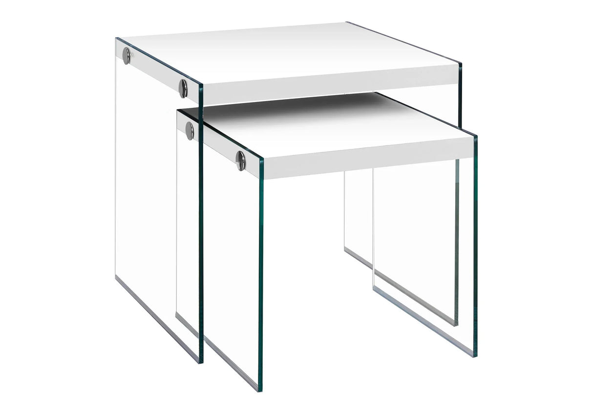 Accent Nesting Table Clear Tempered Glass For Living Room (Set of 2) - Furniture Home Direct