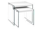 Accent Nesting Table Clear Tempered Glass For Living Room (Set of 2) - Furniture Home Direct