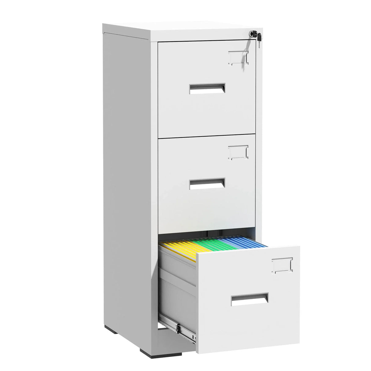 Modern Drawer Metal Vertical File Cabinet With Lock And Card Slot For Office - Furniture Home Direct