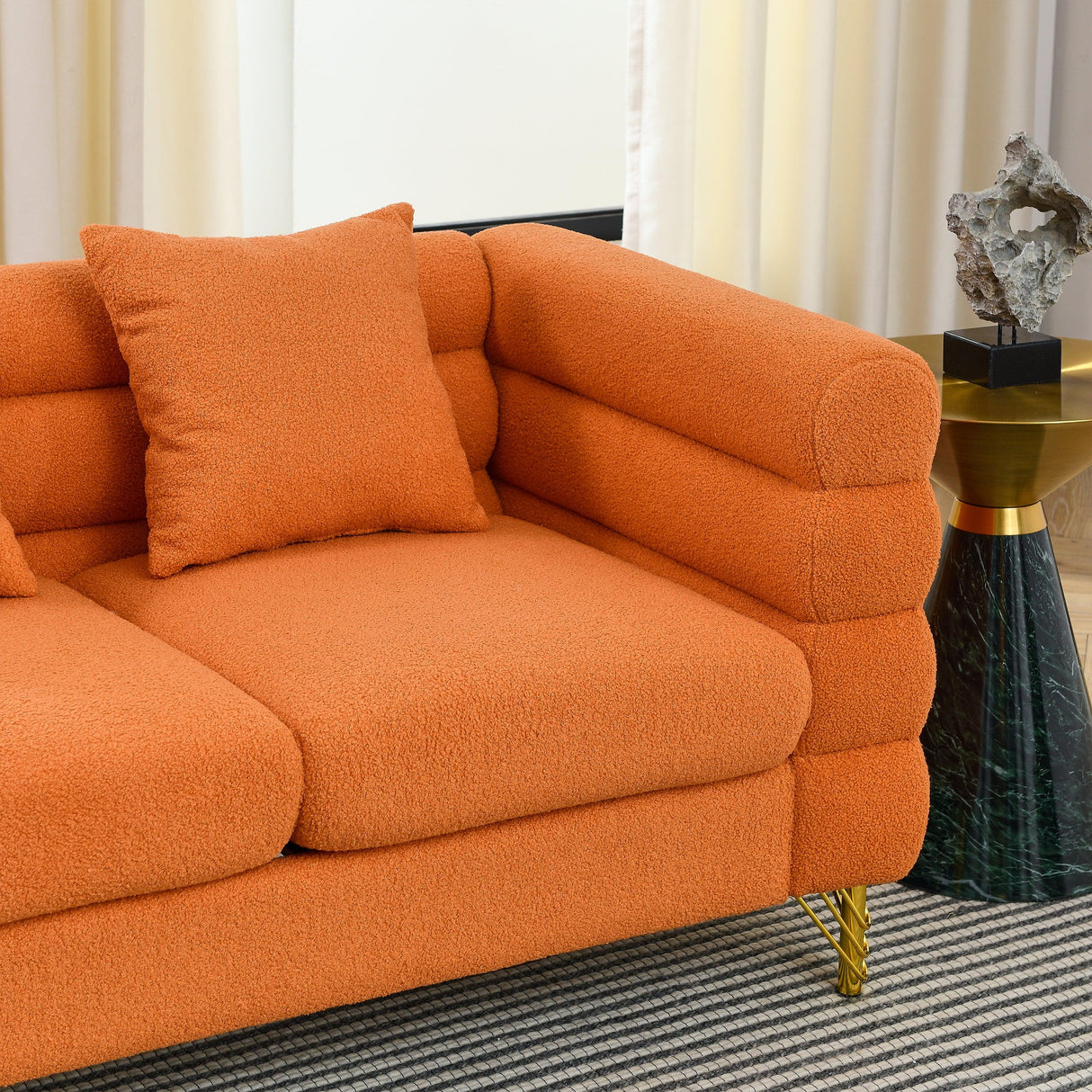 2 PC Living Room Set ( 2 Sofas) - Orange - Furniture Home Direct