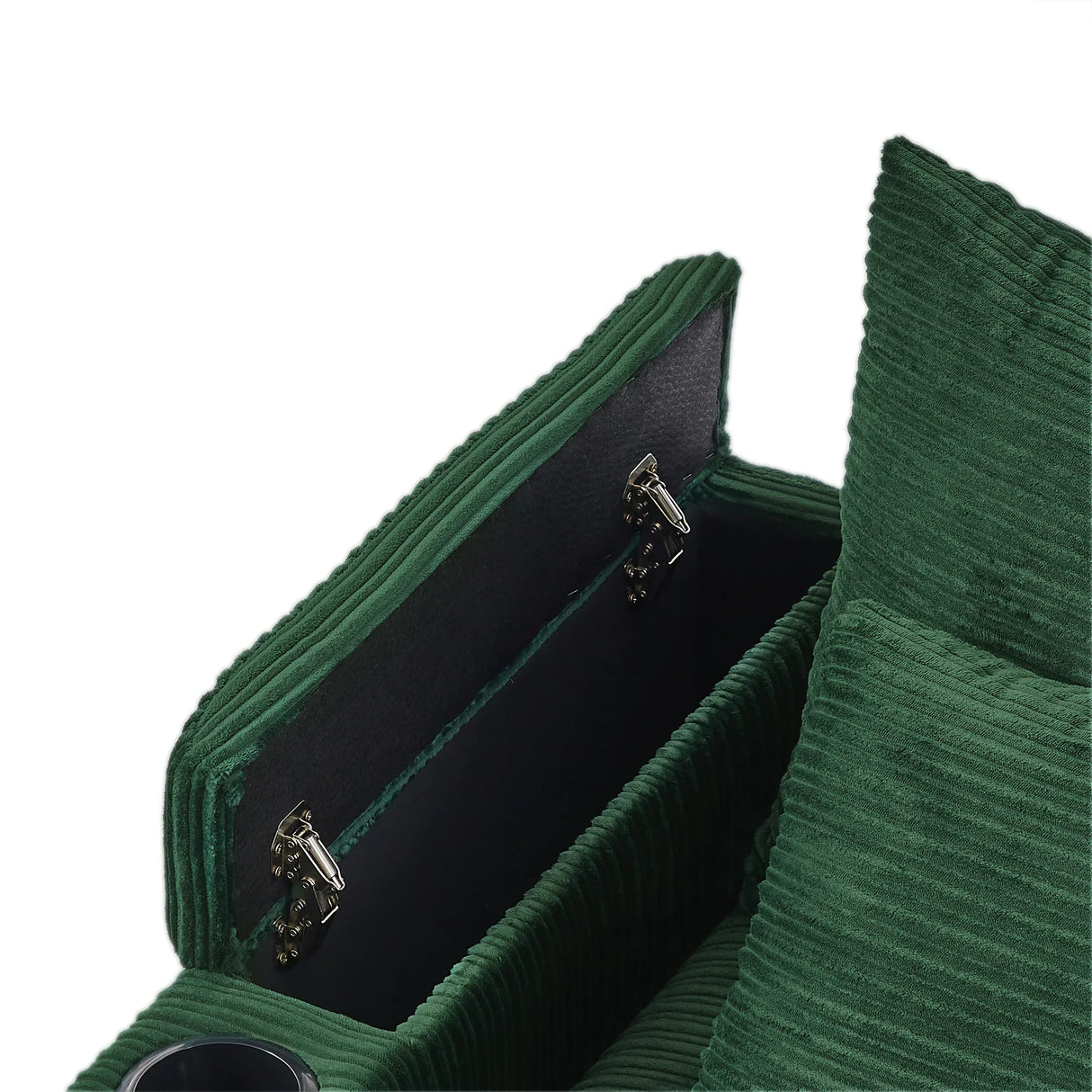 Sofa and Ottoman With Storage, Two USB Ports, Two Cup Holders and Phone Holder - Green - Furniture Home Direct