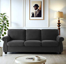 Soft Sofa, Upholstered 3 Seater Couch With High Density Foam, Loose Back Cushions And Turned Legs - Furniture Home Direct