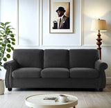 Soft Sofa, Upholstered 3 Seater Couch With High Density Foam, Loose Back Cushions And Turned Legs - Furniture Home Direct