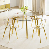 Dining Table Round Glass Top With Gold Legs Transparent - Furniture Home Direct
