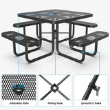 Square Outdoor Picnic Table With Umbrella Pole - Furniture Home Direct