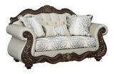 Pierce - Loveseat With 3 Pillows - Beige / Cherry - Furniture Home Direct