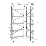 Industrial Style Corner Bookshelf With Thickened Iron Frame - Furniture Home Direct