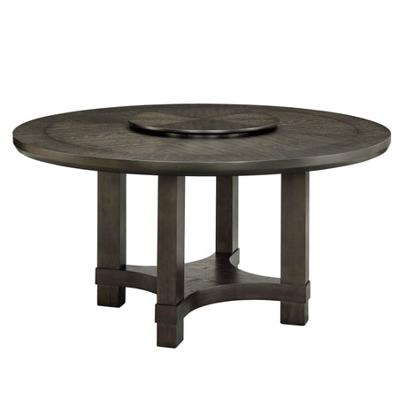 Dining Set Round Table Upholstered Chairs Seats Six Brown - Furniture Home Direct