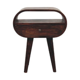 Wooden Circular Bedside Table With Open Slot - Walnut - Furniture Home Direct