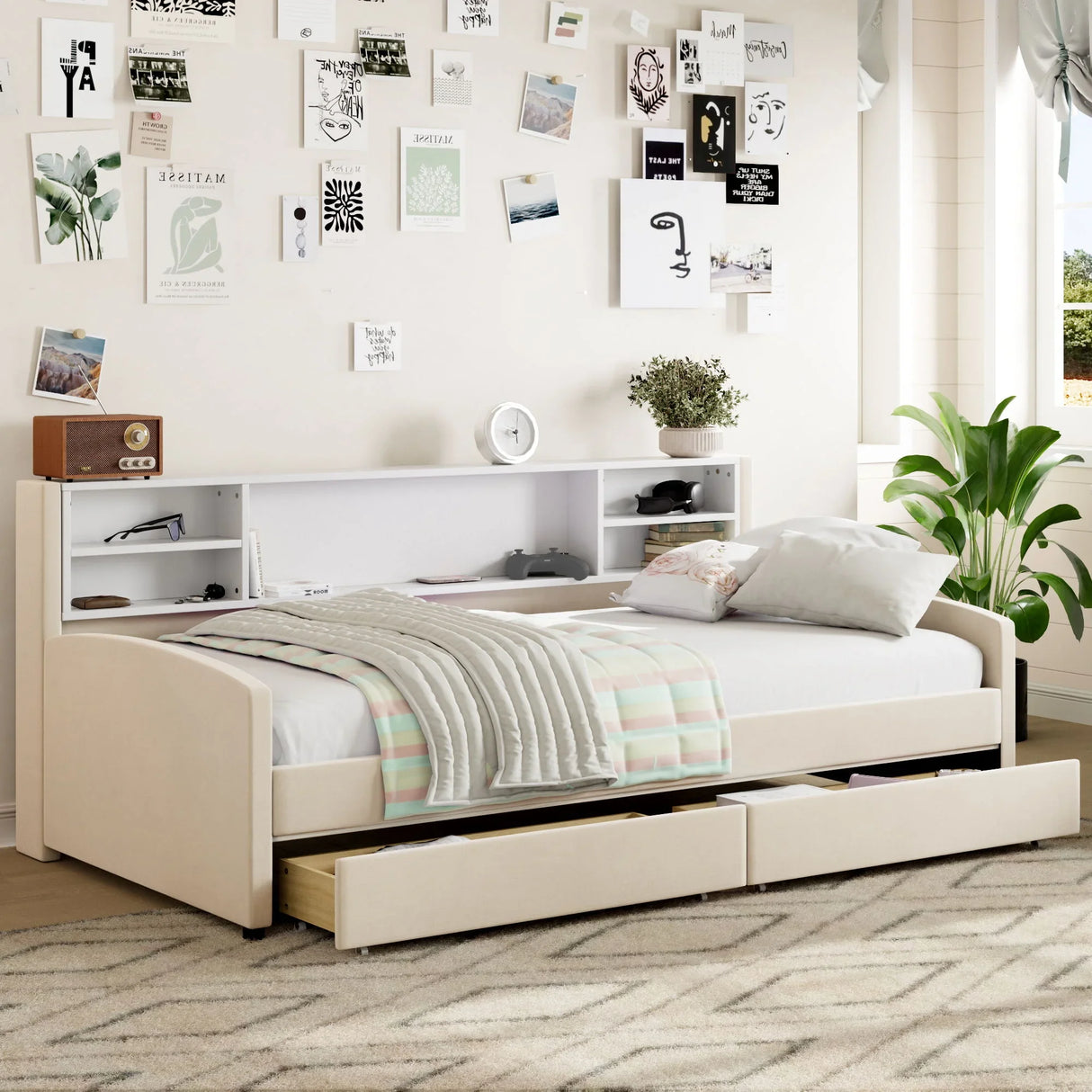 Luxurious Upholstered Platform Bed With Storage Drawers - Furniture Home Direct